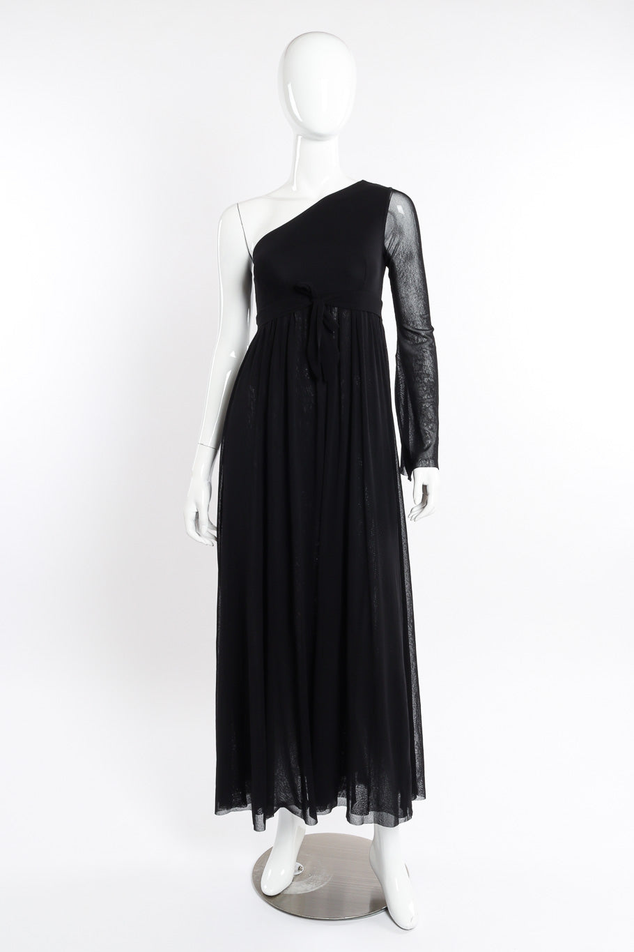 Jean Paul Gaultier Soleil One Shoulder Mesh Dress front view on mannequin @recessla