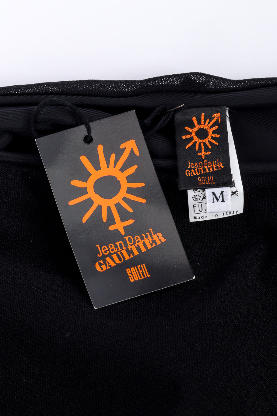 Jean Paul Gaultier Soleil One Shoulder Mesh Dress signature label and original tag closeup @recessla
