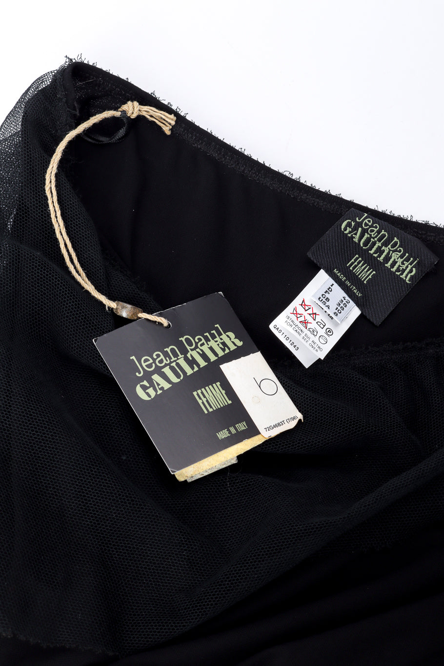 Jean Paul Gaultier Femme Mesh Overlay Ruffle Skirt signature label closeup @recessla