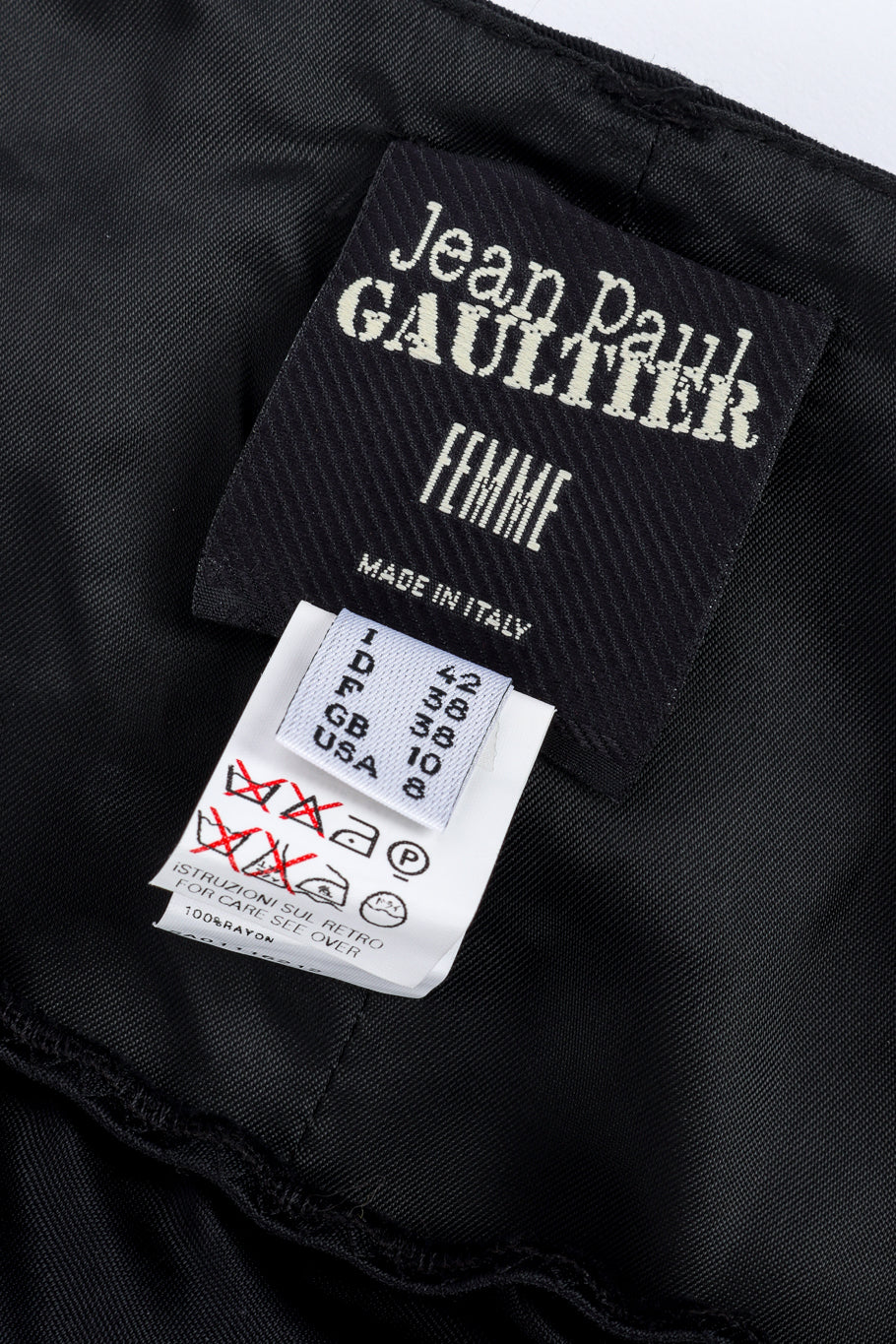 Vintage Jean Paul Gaultier Femme Wool Pencil Skirt signature label closeup @recessla