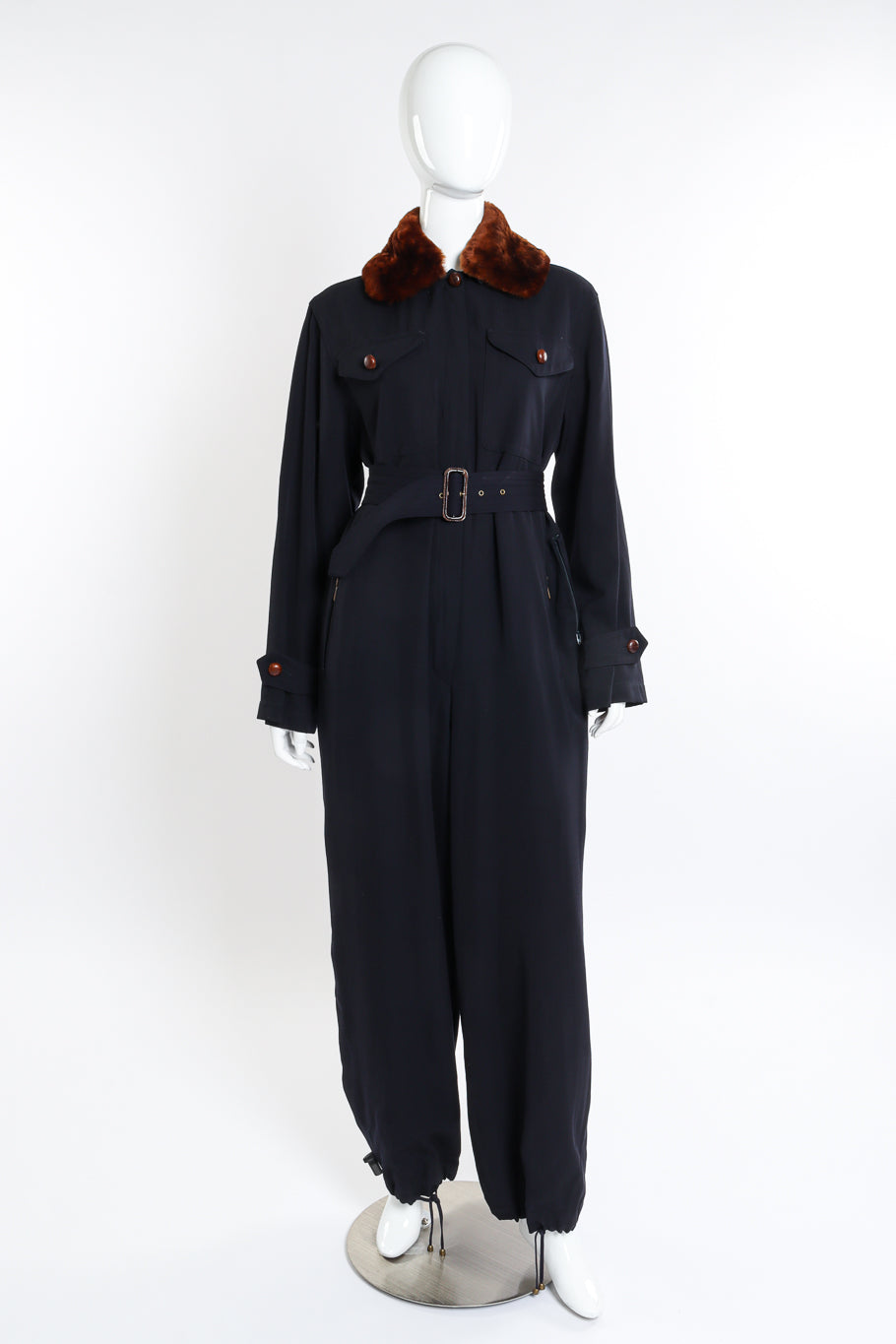 Jean Paul Gaultier Femme Fur Trim Flight Suit front on mannequin @recessla 