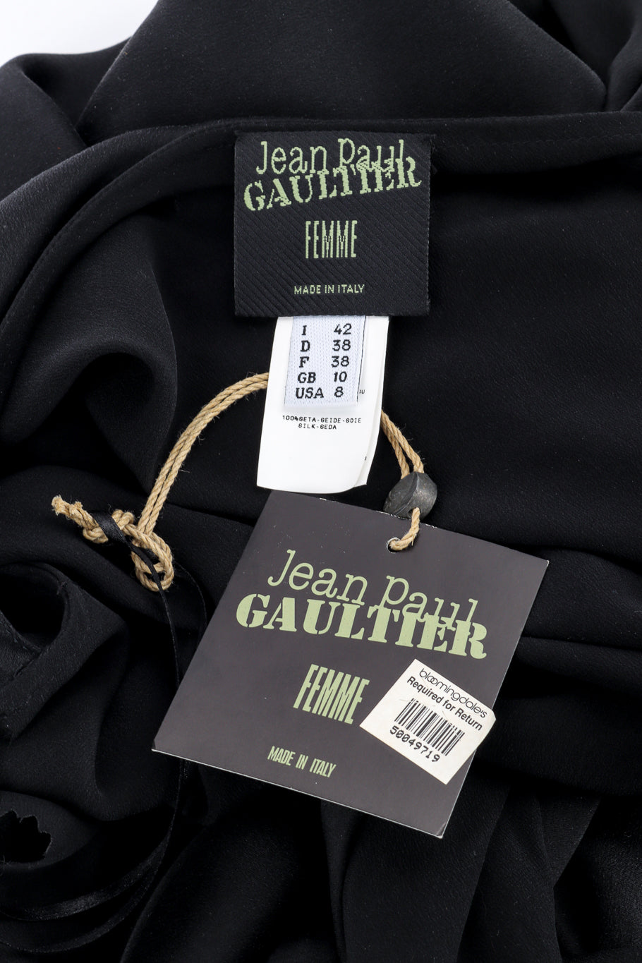 Silk Tie Halter Dress by Jean Paul Gaultier label and tag @recessla