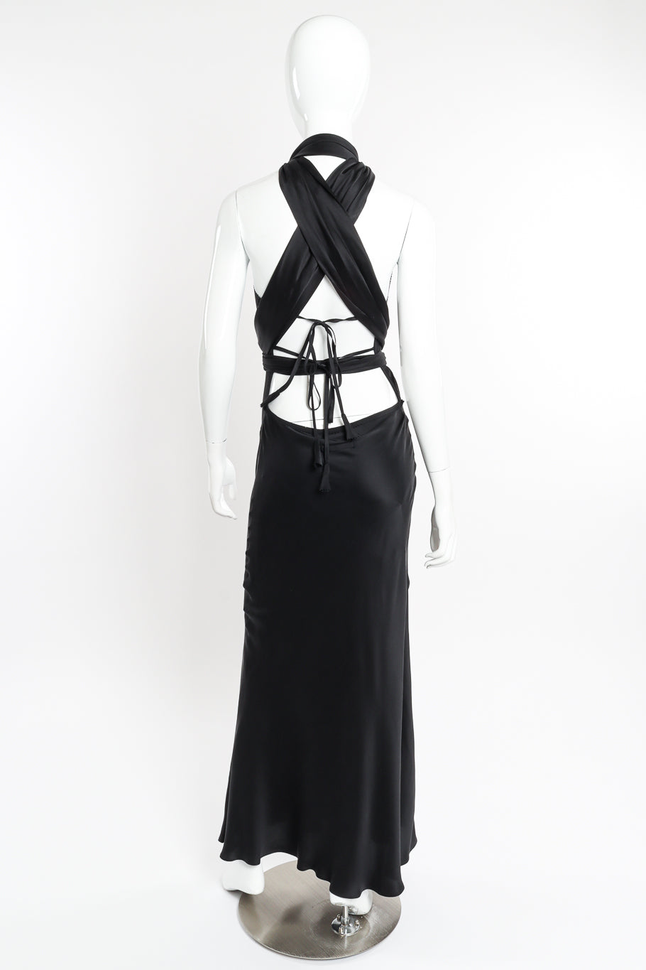 Silk Tie Halter Dress by Jean Paul Gaultier on mannequin back tied around shoulders @recessla