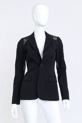 Vintage Jean Paul Gaultier Femme Lace Up Shoulder Jacket front on mannequin @recess la