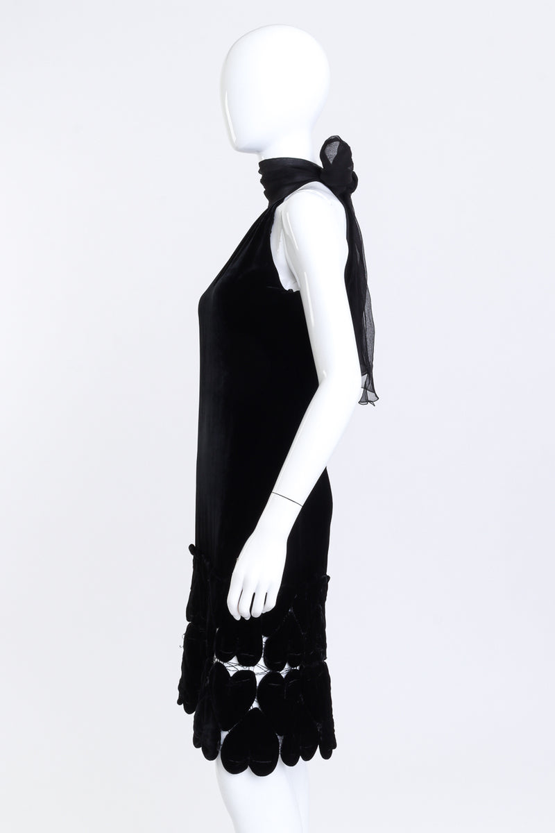 Vintage Jean Paul Gaultier Femme Velvet Hearts Halter Dress side on mannequin @recess la