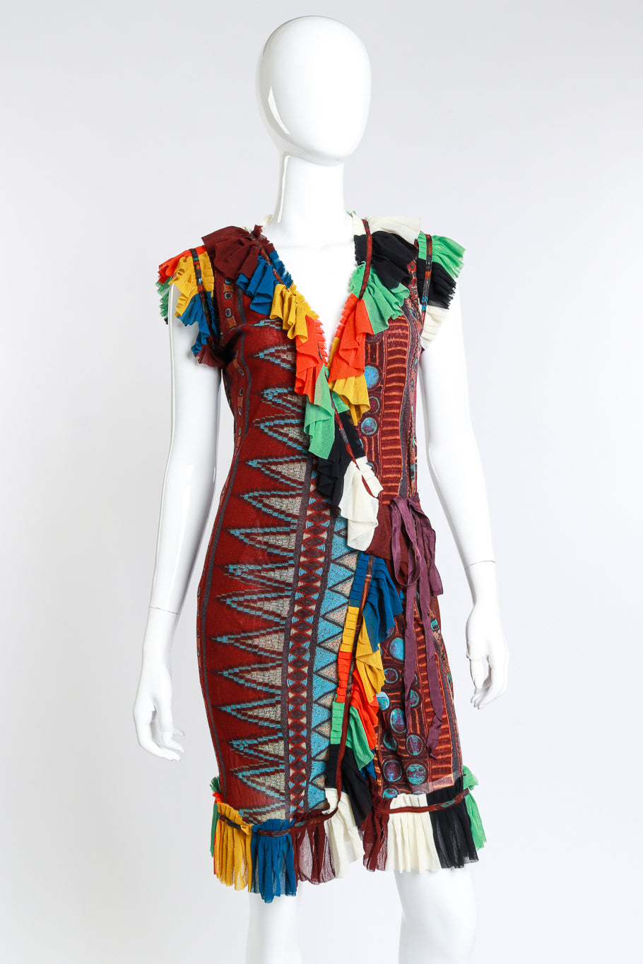 Gaultier Ruffle Tribal Wrap Dress on mannequin @RECESS LA