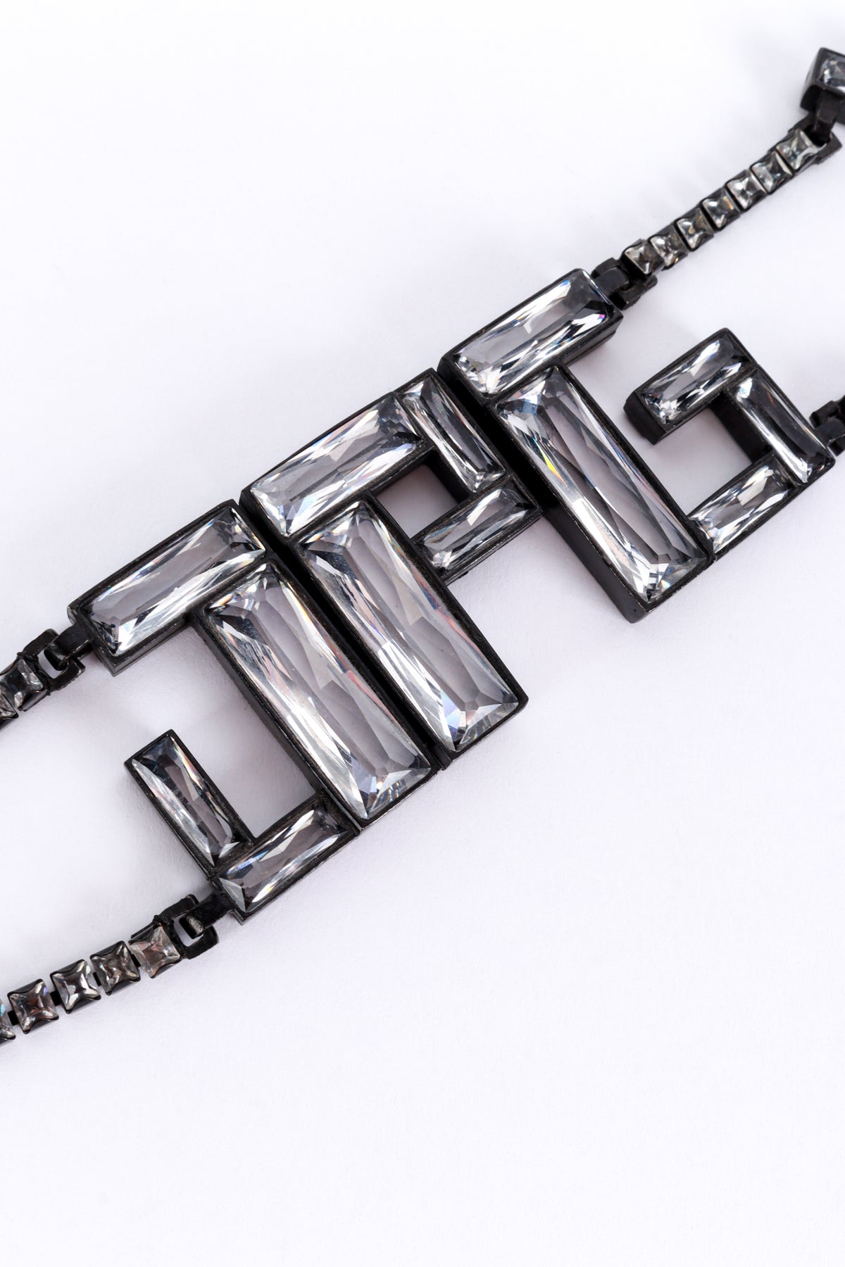 Vintage Jean Paul Gaultier Clear Baguette Crystal Logo Belt