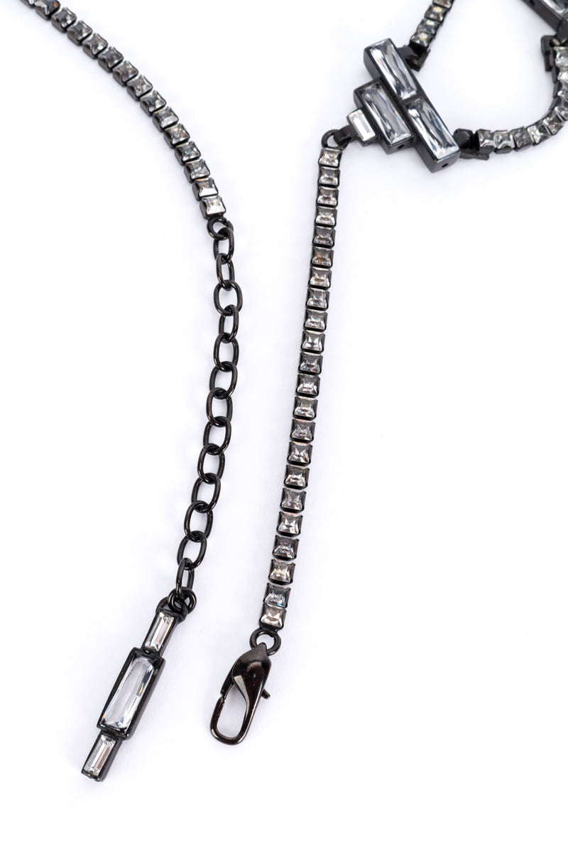 Jean Paul Gaultier Clear Baguette Crystal Logo Belt clasp detail @recess la