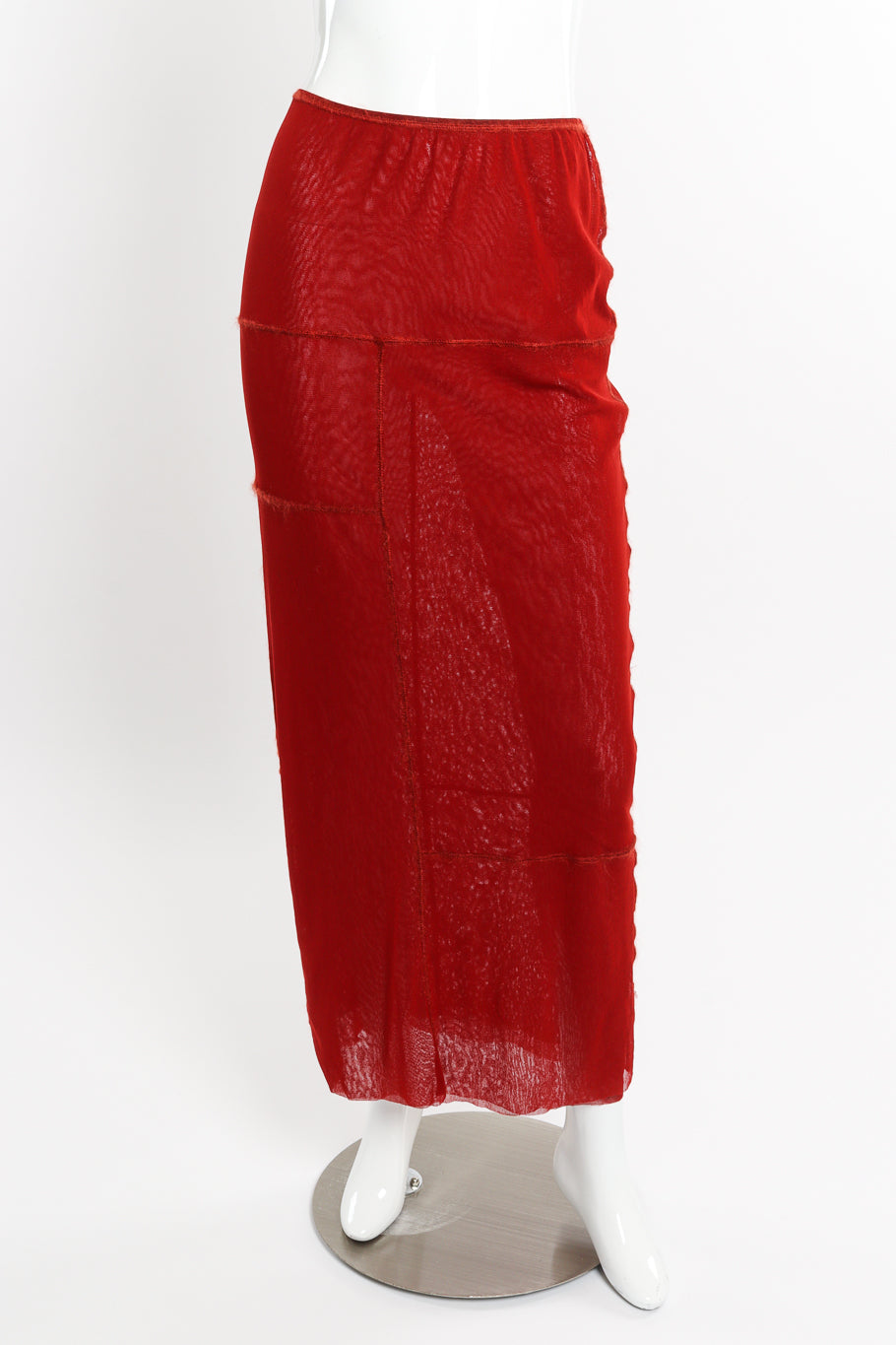 Patchwork Mesh Maxi Skirt by Jean Paul Gaultier on mannequin @recessla