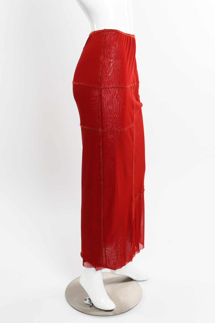 Patchwork Mesh Maxi Skirt by Jean Paul Gaultier on mannequin side @recessla