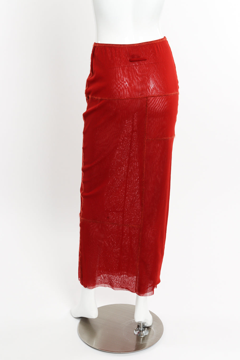 Patchwork Mesh Maxi Skirt by Jean Paul Gaultier on mannequin back @recessla