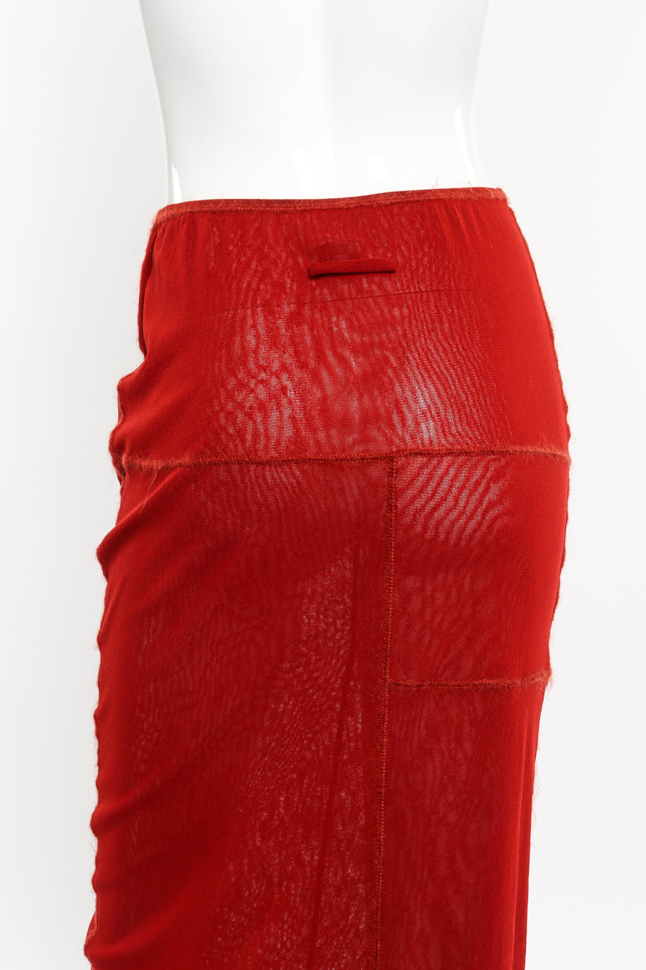 Patchwork Mesh Maxi Skirt by Jean Paul Gaultier on mannequin back close @recessla