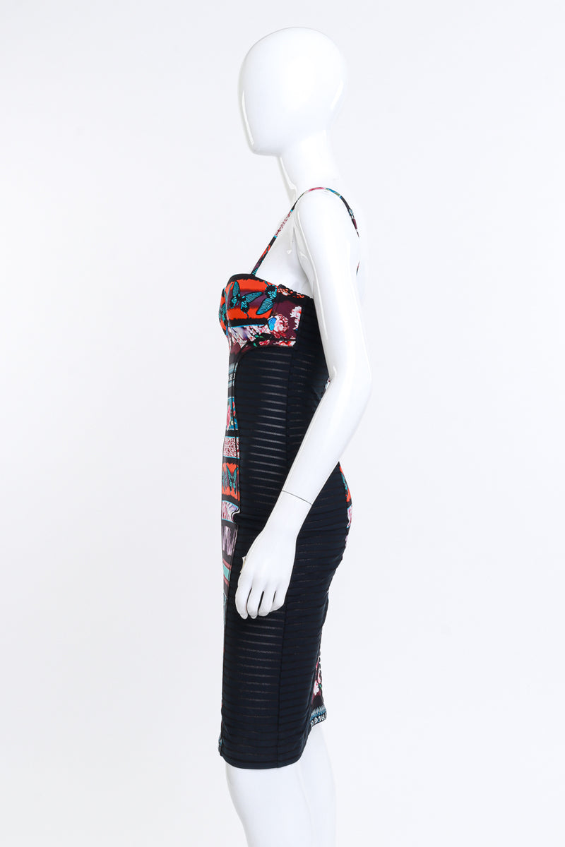 Bodycon bustier dress by Jean Paul Gaultier Soleil on mannequin side @recess LA