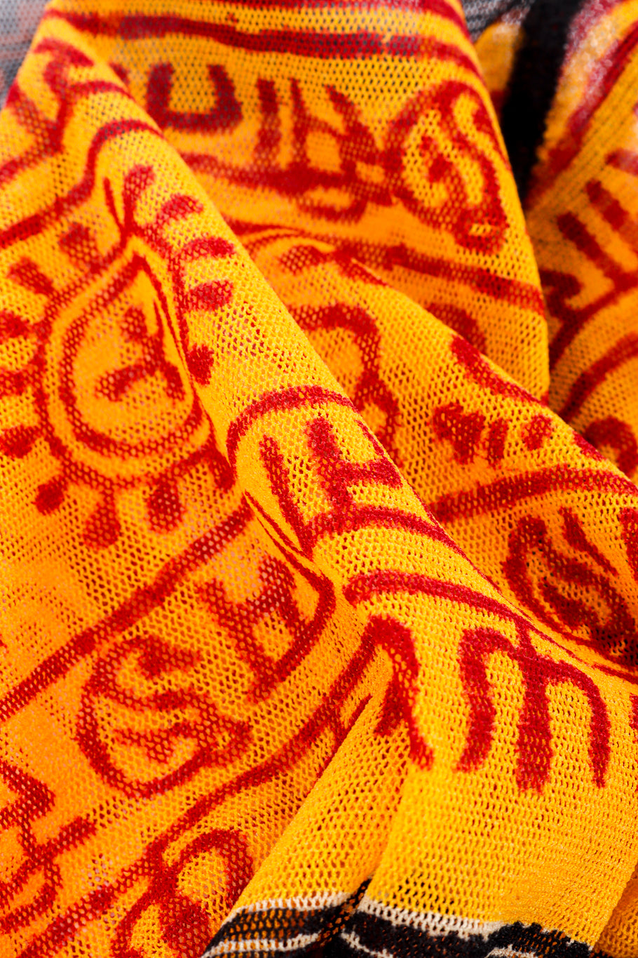 Tribal Mesh Long Sleeve Top by Jean Paul Gaultier yellow print close  @recessla