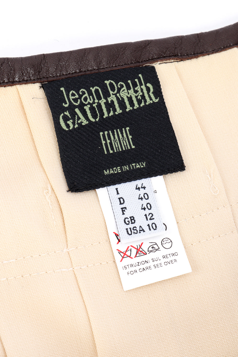 Vintage Jean Paul Gaultier Femme Pleated Kilt Skirt signature label closeup @recessla