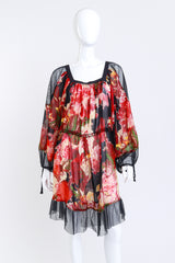 Vintage Jean Paul Gaultier Femme Floral Balloon Sleeve Dress II front on mannequin @recess la