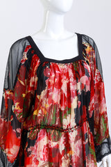 Vintage Jean Paul Gaultier Femme Floral Balloon Sleeve Dress II front on mannequin closeup @recess la