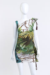 Jean Paul Gaultier Femme Pleated Palm Print Dress front on mannequin @recess la