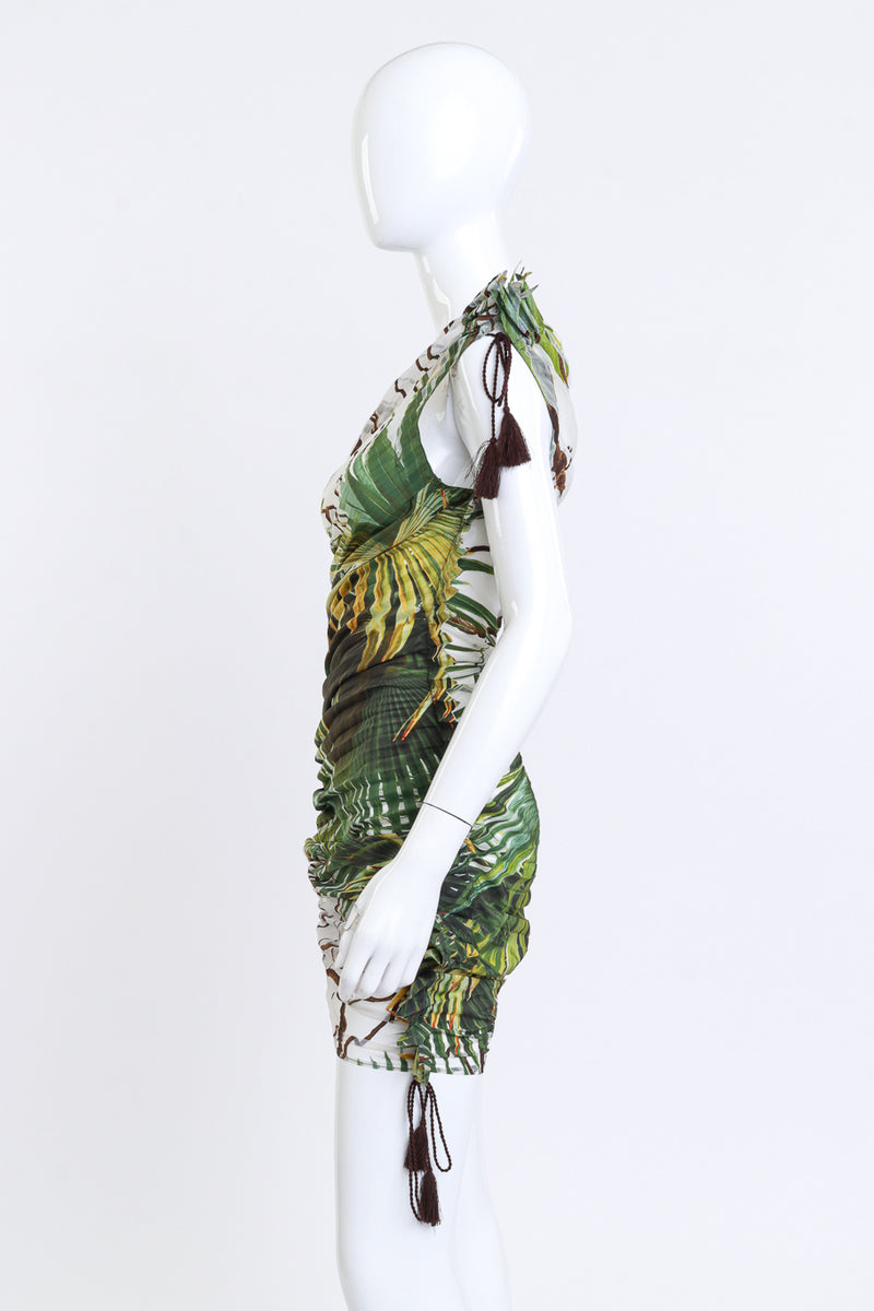 Jean Paul Gaultier Femme Pleated Palm Print Dress side on mannequin @recess la