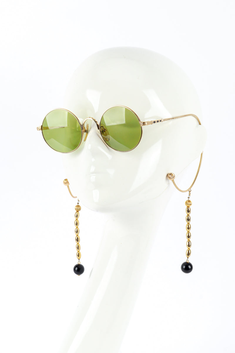 Jean Paul Gaultier Bottle Green Bead Drop Arm Sunglasses on mannequin @RECESS LA