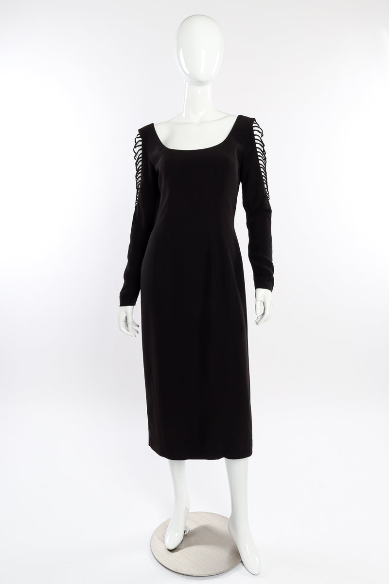 Vintage Sophie Sitbon Lattice Sleeve Sheath Dress front on mannequin @recessla