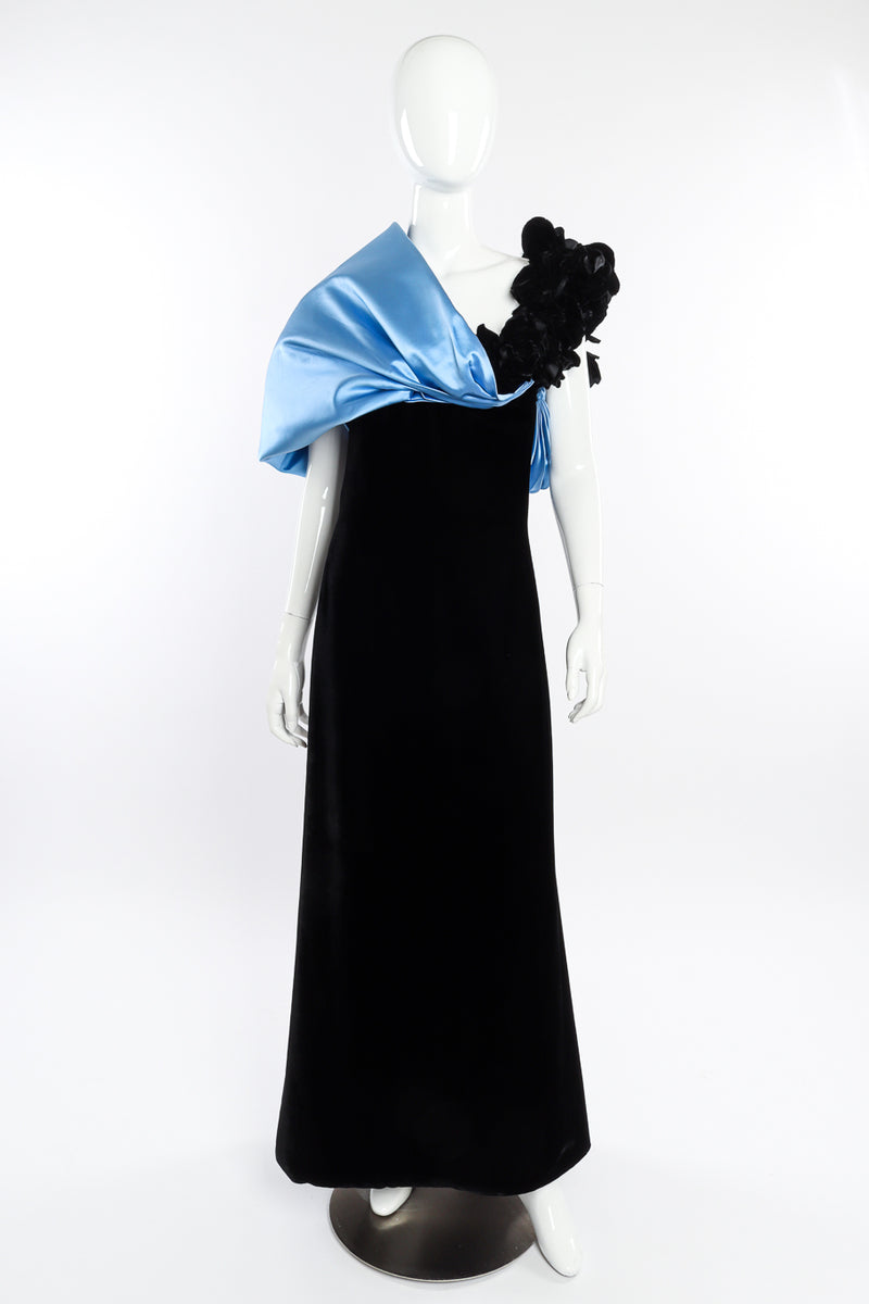 Vintage Jacqueline de Ribes Silk Shoulder Wrap Gown front on mannequin @recessla