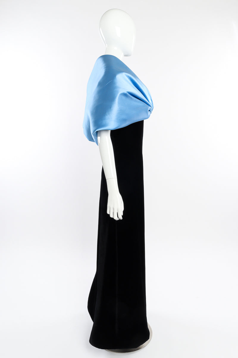 Vintage Jacqueline de Ribes Silk Shoulder Wrap Gown side on mannequin @recessla