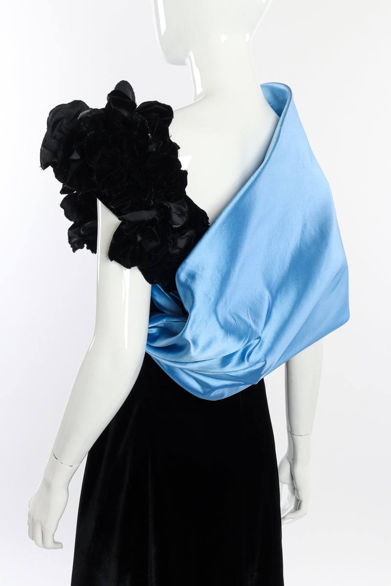 Vintage Jacqueline de Ribes Silk Shoulder Wrap Gown back on mannequin closeup @recessla