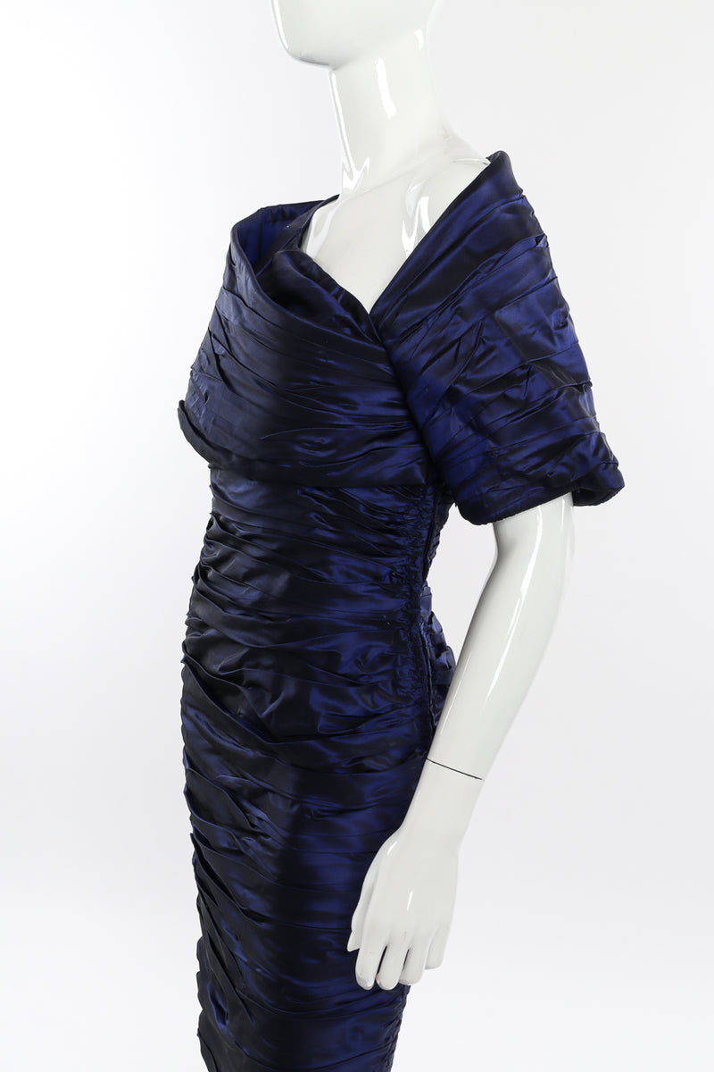 Vintage Jacqueline de Ribes Taffeta Wrap Dress side on mannequin closeup @recessla