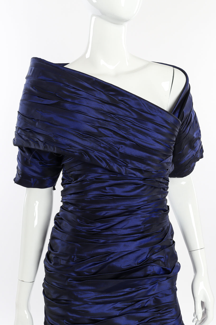 Vintage Jacqueline de Ribes Taffeta Wrap Dress front on mannequin closeup @recessla