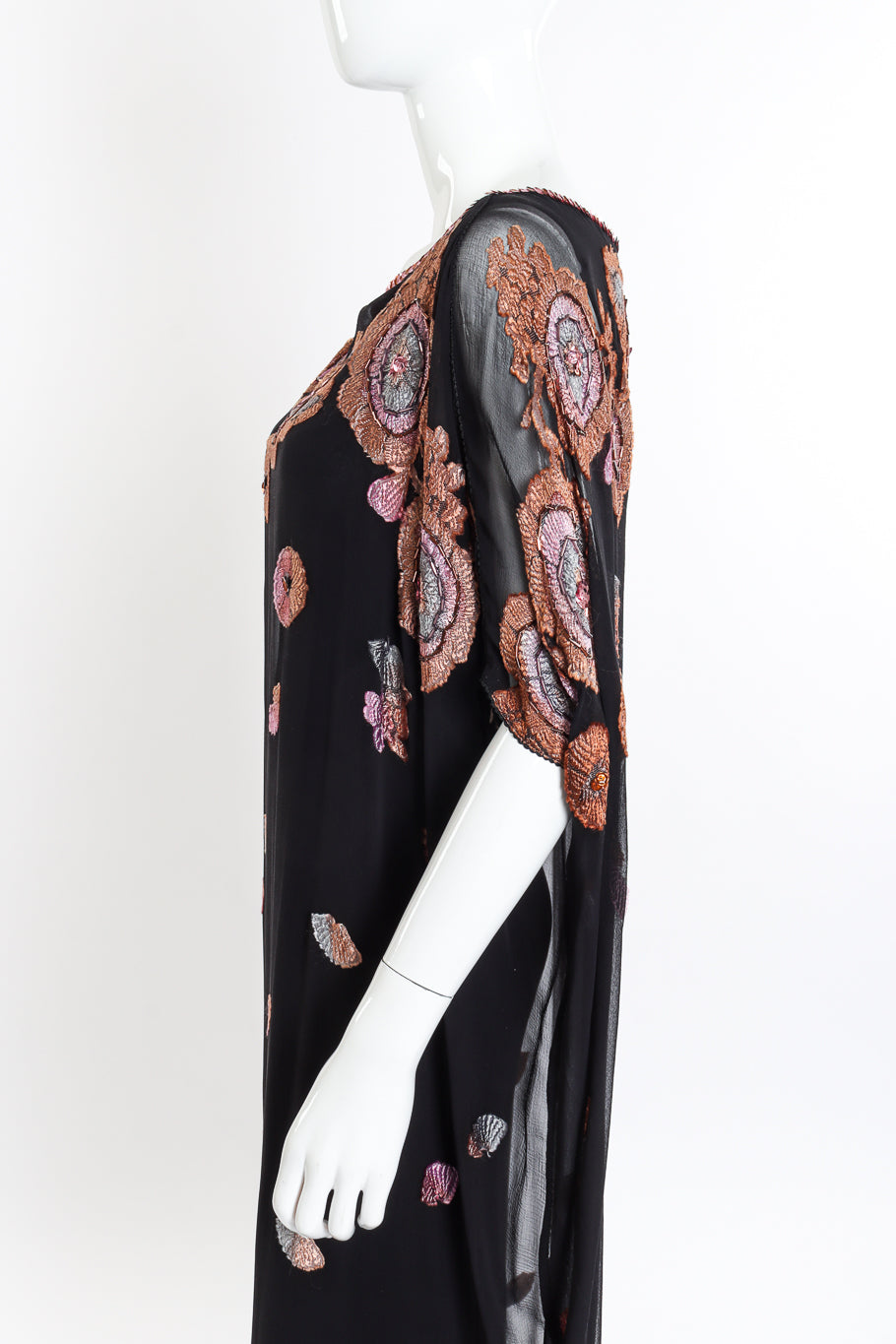 Embellished Sequin Kaftan Dress on mannequin sleeve close @recessla