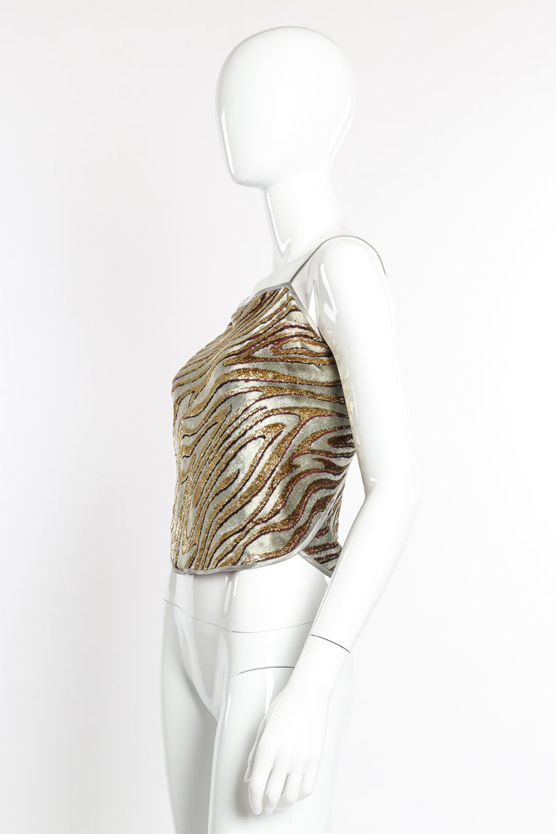 Vintage Janice Wainwright Metallic Burnout Jacket and Tank Set tank side on mannequin @recessla