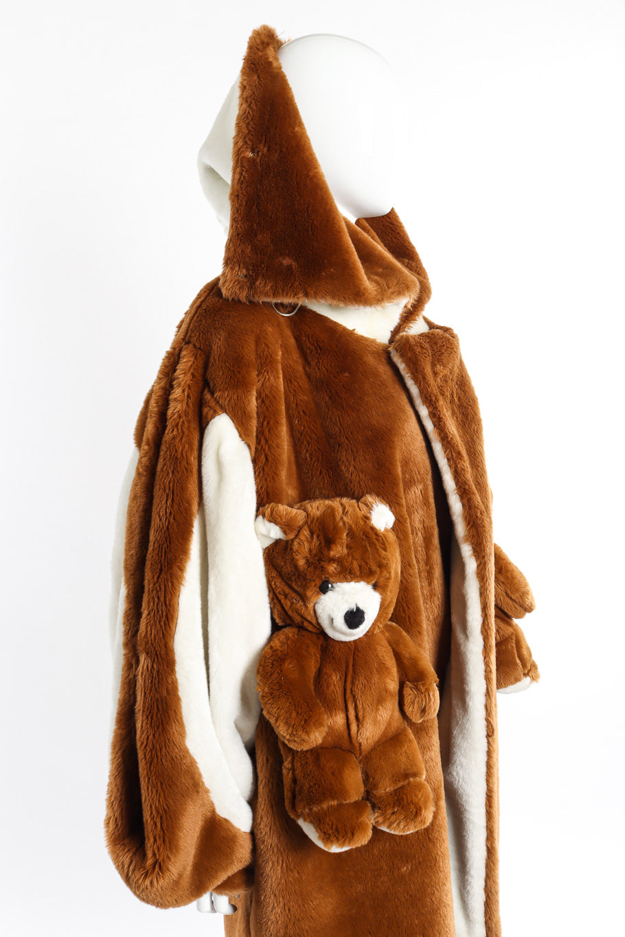 Vintage Jean-Charles de Castelbajac Teddy Bear Coat hoop up side view on mannequin @recessla