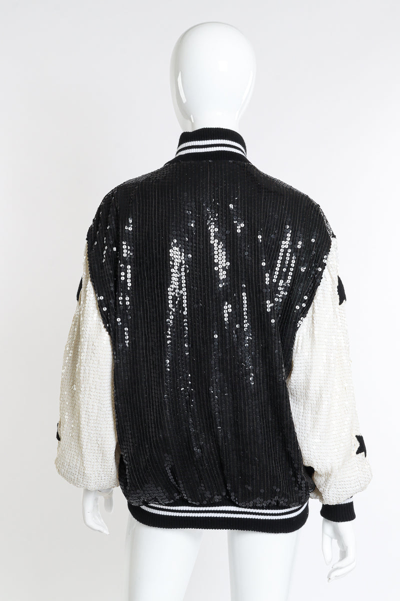 Vintage Jeanette for St. Martin Sequined Letterman Bomber Jacket back on mannequin @recessla