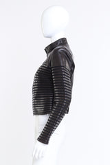 Vintage Jitrois Leather Striped Zip Up Jacket side on mannequin @recess la