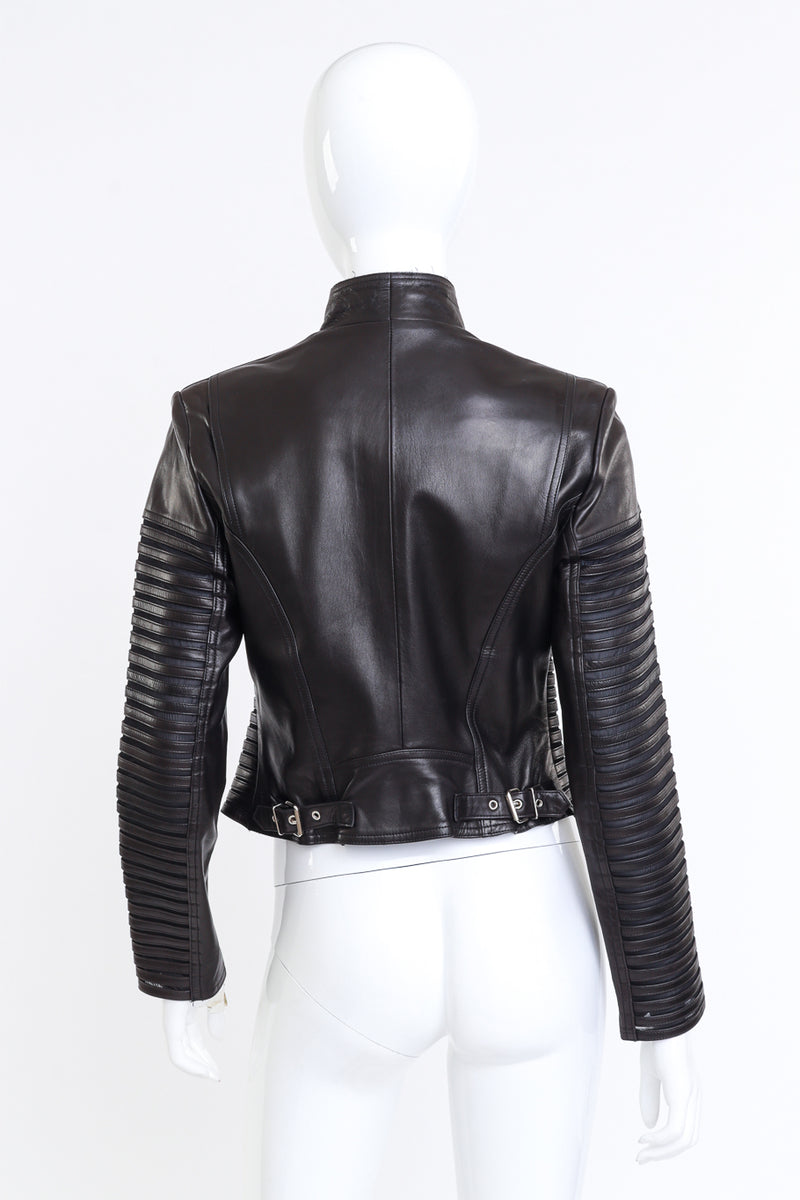 Vintage Jitrois Leather Striped Zip Up Jacket back on mannequin @recess la