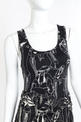 Vintage John Galliano Graphic Tank and Skirt Set front on mannequin closeup @recess la