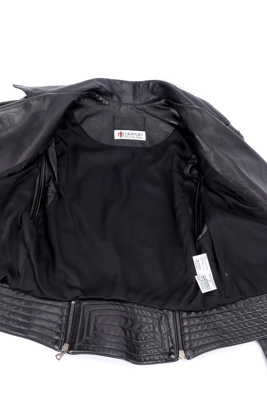 Vintage John Michael Convertible Leather Moto Jacket view of lining @recessla
