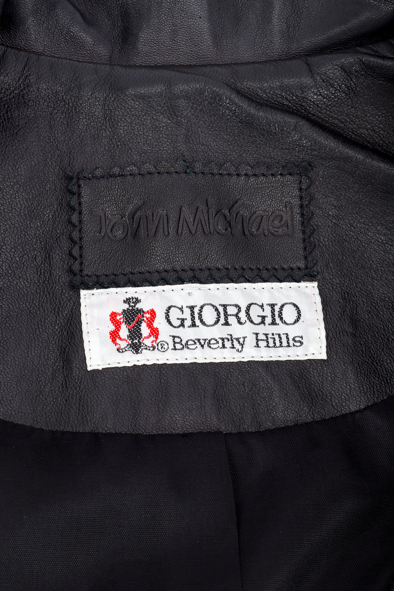Vintage John Michael Convertible Leather Moto Jacket signature label closeup @recessla