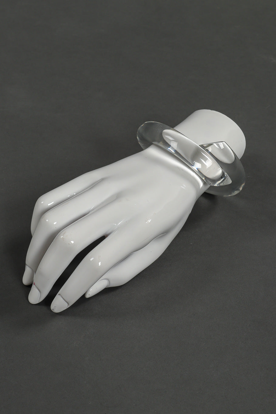 Lucite wrap cuff by Judith Hendler on mannequin hand @recessla