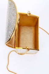 Vintage Judith Leiber Rhinestone Minaudière Box Bag view of lining @recess la