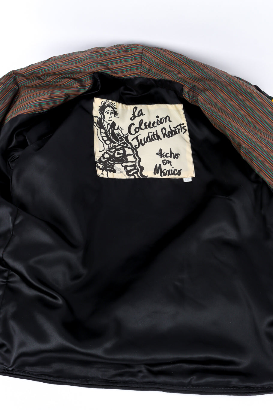 Vintage Judith Roberts Beaded Safari Patchwork Jacket view of lining @recessla