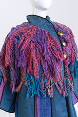 Vintage Judith Roberts Macrame Patchwork Jacket front on mannequin closeup @recess la