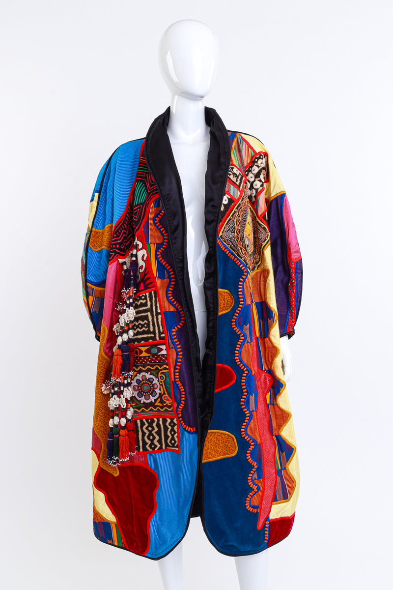 Vintage Judith Roberts Patchwork Rope Tassel Jacket front on mannequin @recess la