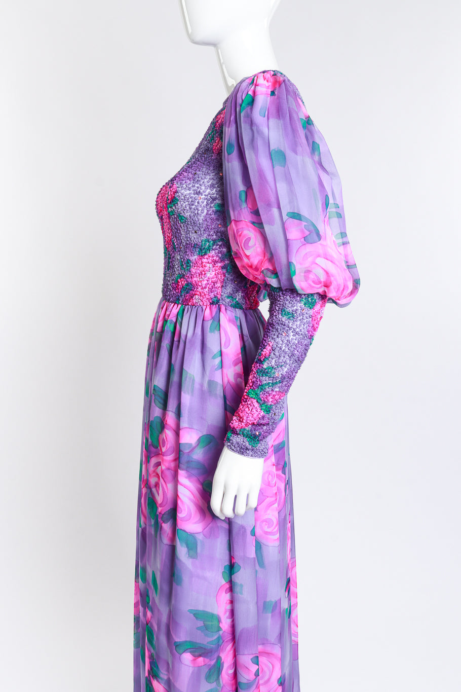 Judy Hornby Smocked Floral Maxi Dress side mannequin @RECESS LA