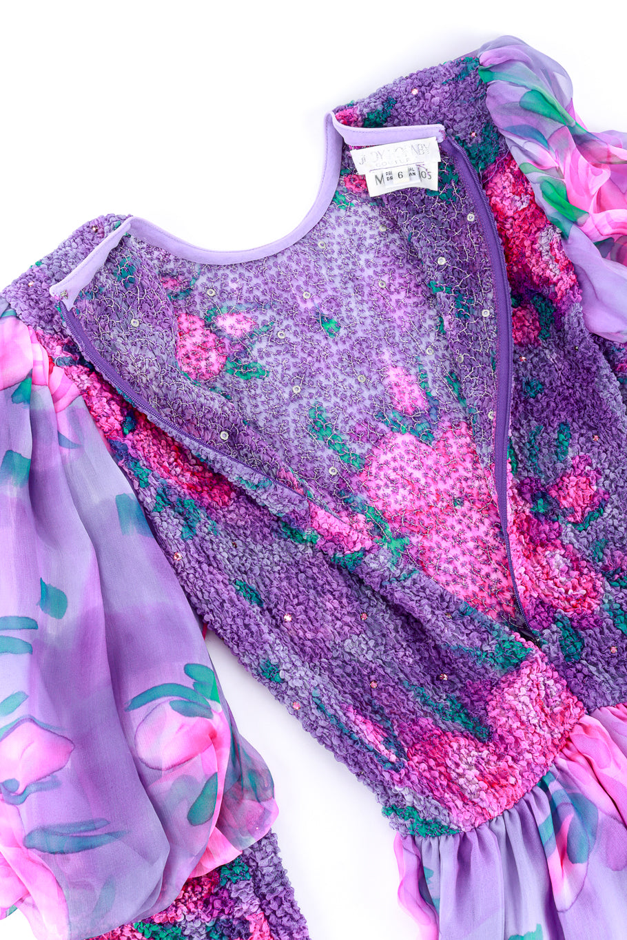 Judy Hornby Smocked Floral Maxi Dress closure detail @RECESS LA