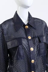 Julian K Navy Perforated Leather Jacket detail mannequin @RECESS LA