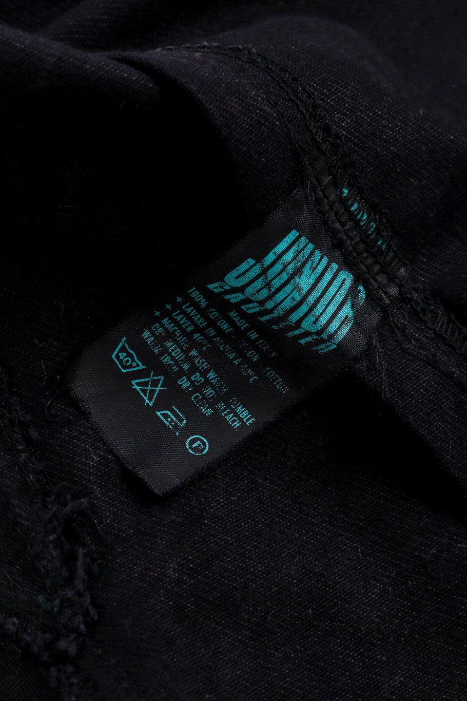 Junior Gaultier Denim Peplum Jacket care label closeup @recessla