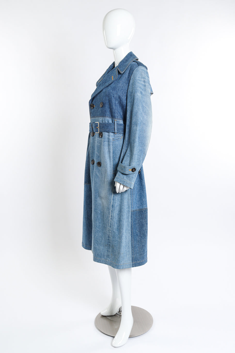 Junya Watanabe Indigo Denim Trench Coat side on mannequin @recess la 