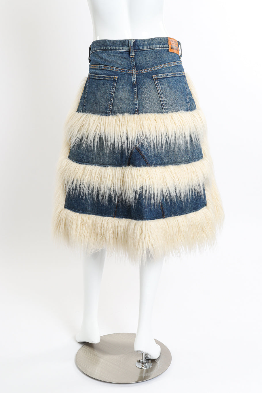 Junya Watanabe Denim Faux Fur Skirt back on mannequin @recessla